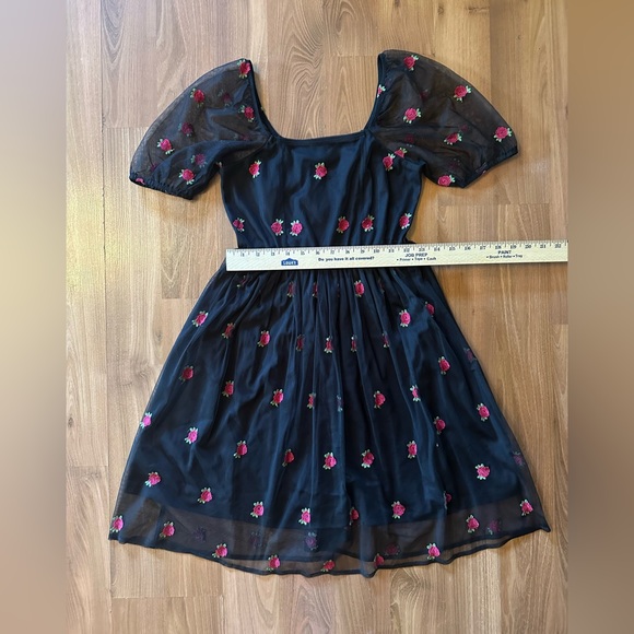 NWT Cosmic Aura Embroidered Rose πΉ Mesh Mini Dress size Small π - Picture 2 of 9